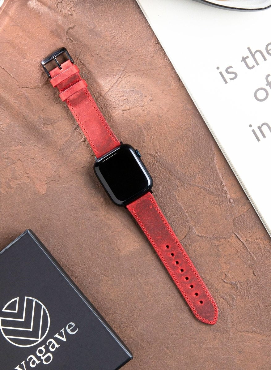 Apple Watch Crazy Leather Strap - Red