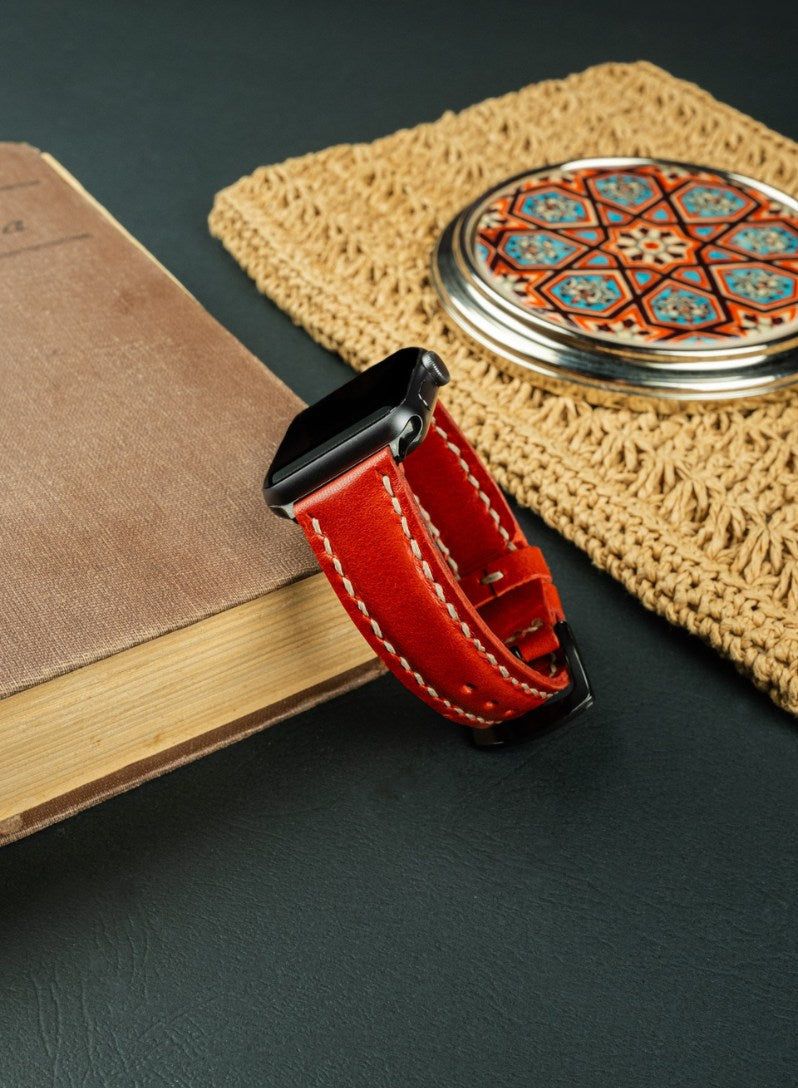 Apple Watch Zuvart Leather Strap - Red