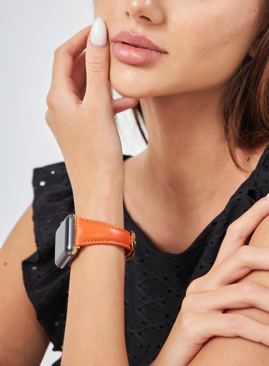 Apple Watch Pupi Leather Women Strap - Orange