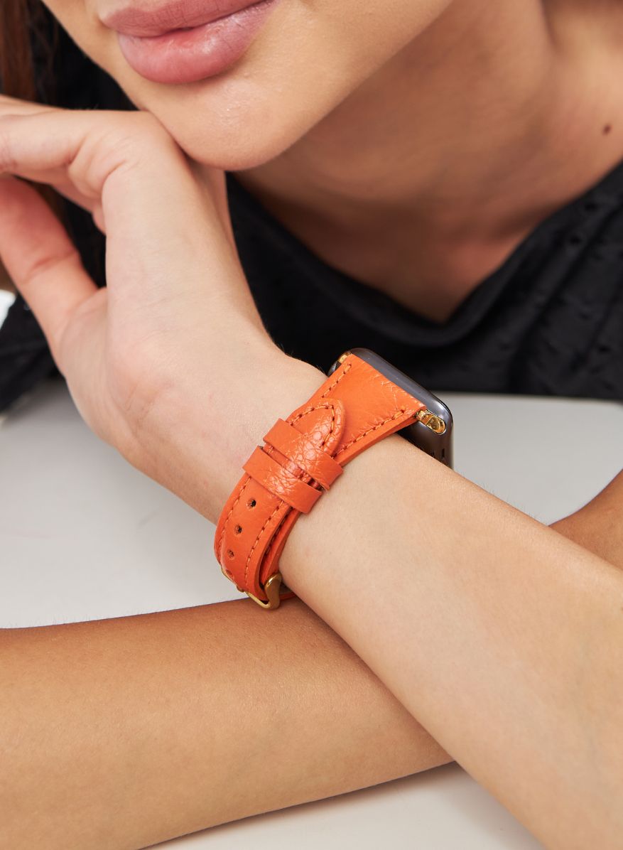 Apple Watch Pupi Leather Women Strap - Orange