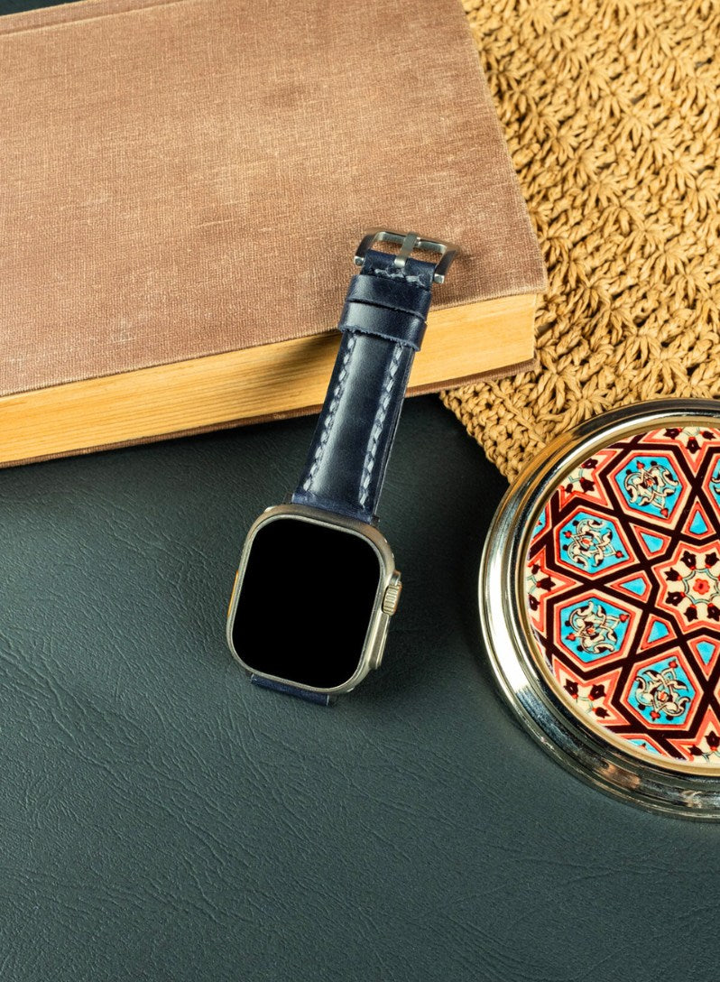 Apple Watch Zuvart Leather Strap - Navy Blue