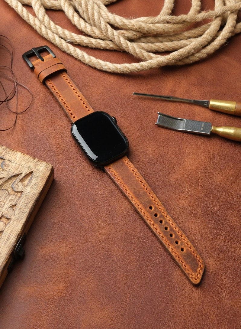 Apple Watch Berdik Leather Strap - Camel
