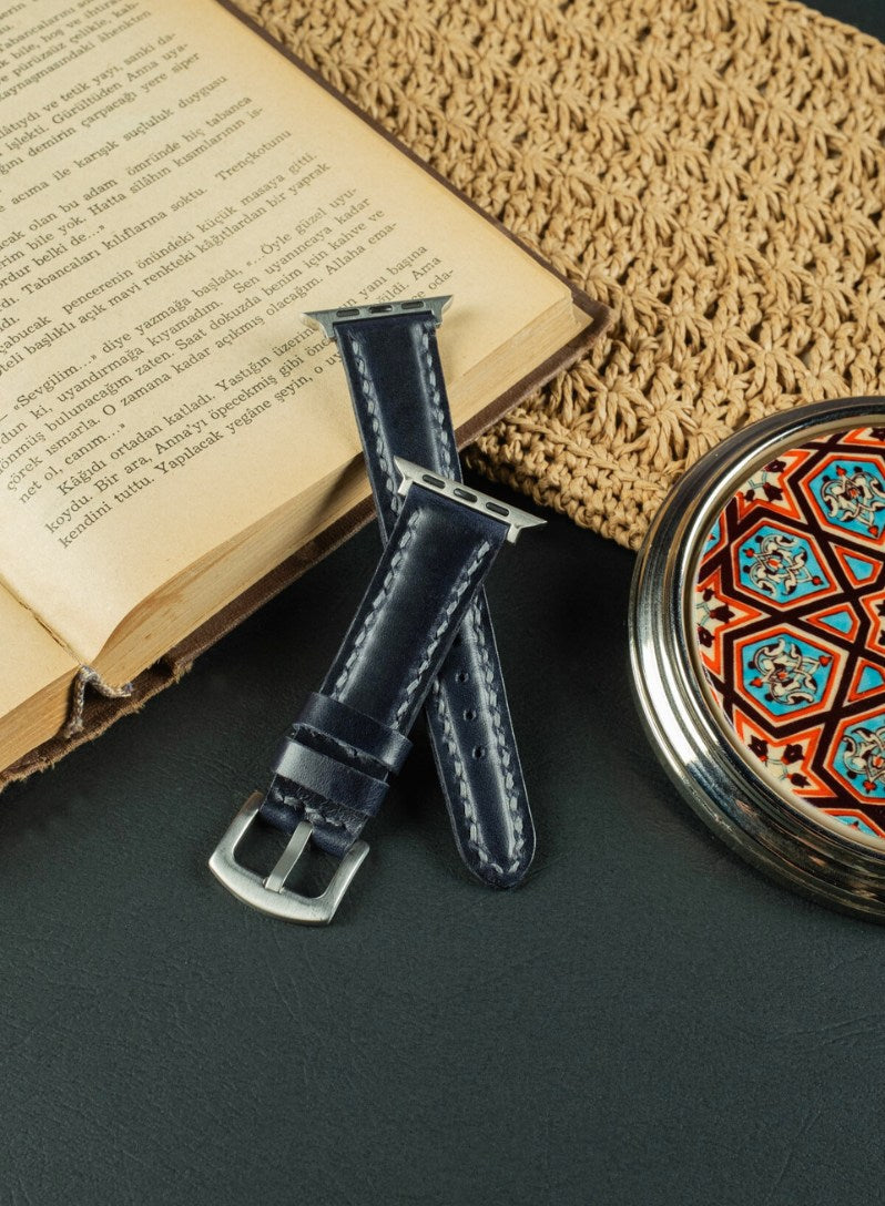 Apple Watch Zuvart Leather Strap - Navy Blue