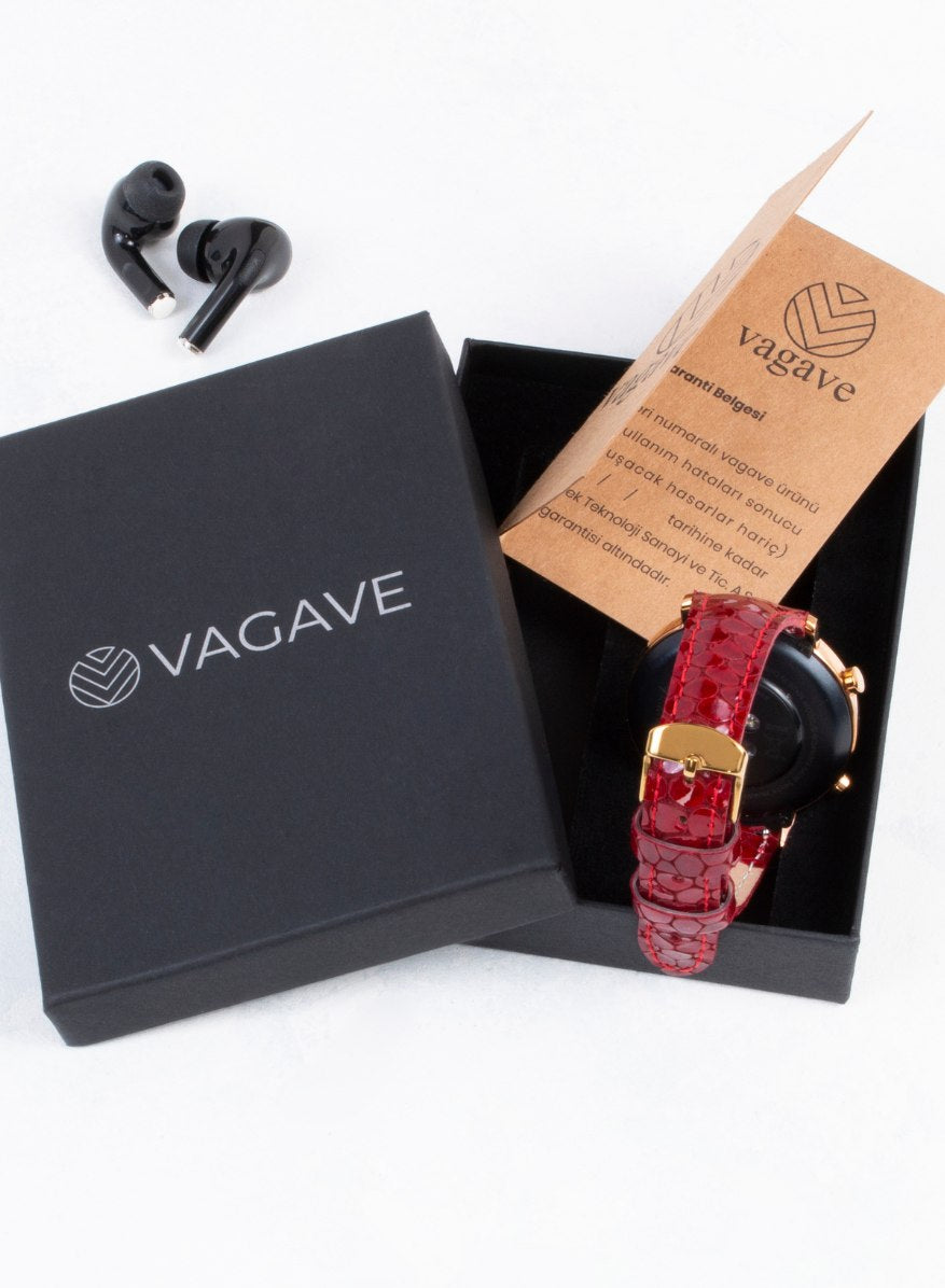 Crop Huawei Watch Women Leather Strap - Red
