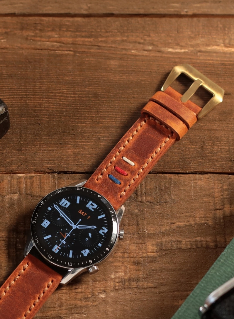 Classic Watch Three Ropes Leather Strap - Camel