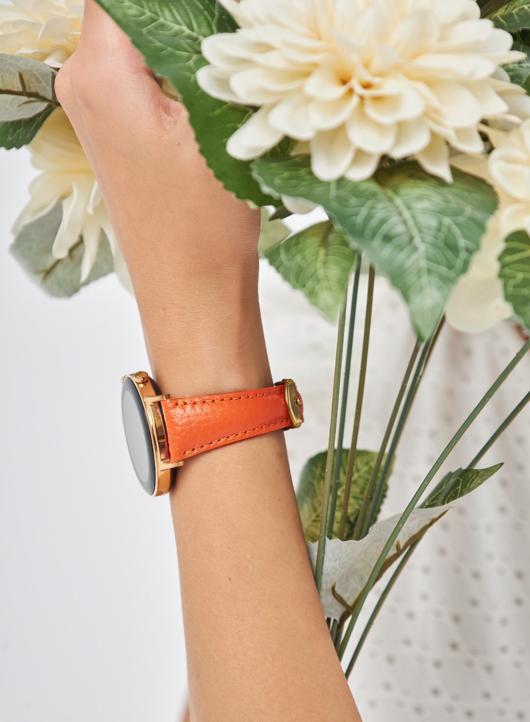 Pupi Samsung Watch Women Leather Strap - Orange