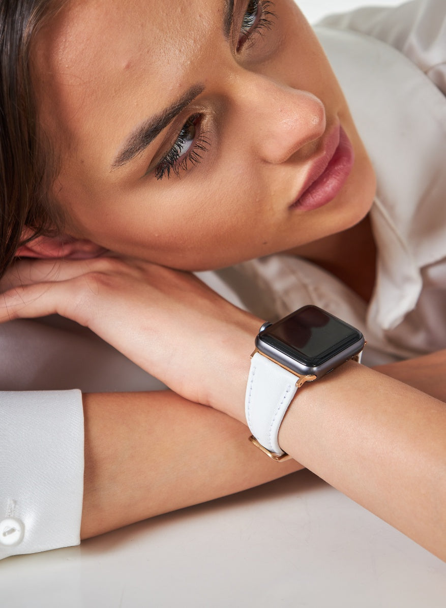 Apple Watch Kamhis Leather Women Strap - White
