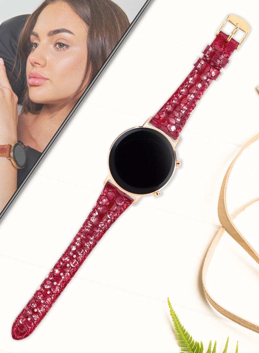 Crop Huawei Watch Women Leather Strap - Red
