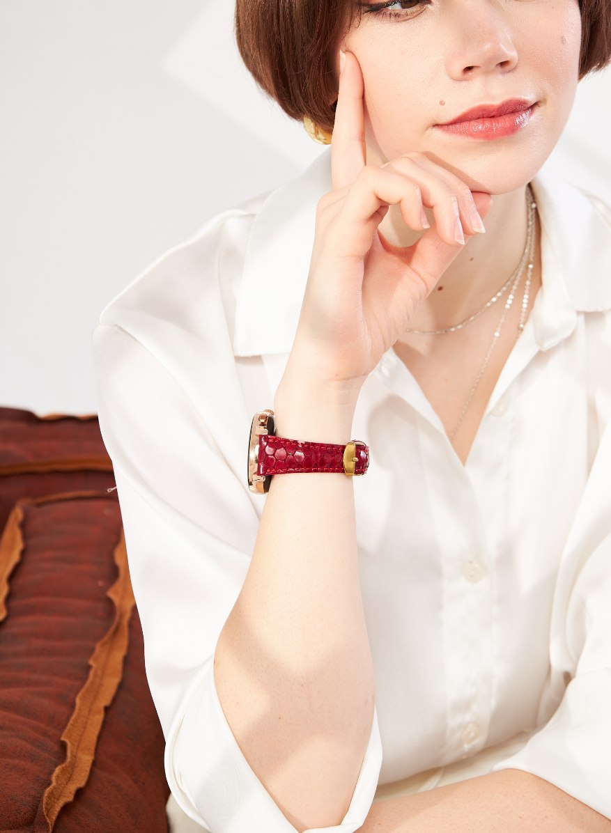 Crop Huawei Watch Women Leather Strap - Red