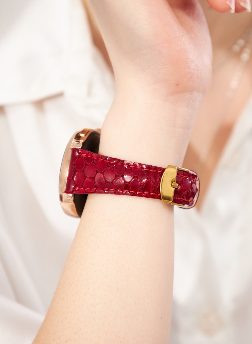 Crop Huawei Watch Women Leather Strap - Red