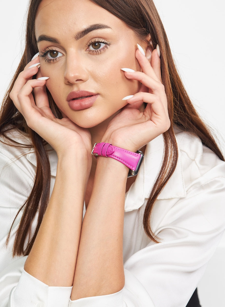 Apple Watch Kamhis Leather Women Strap - Fuchsia