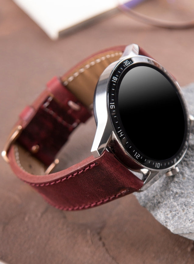 Garmin Watch Crazy Leather Strap - Burgundy