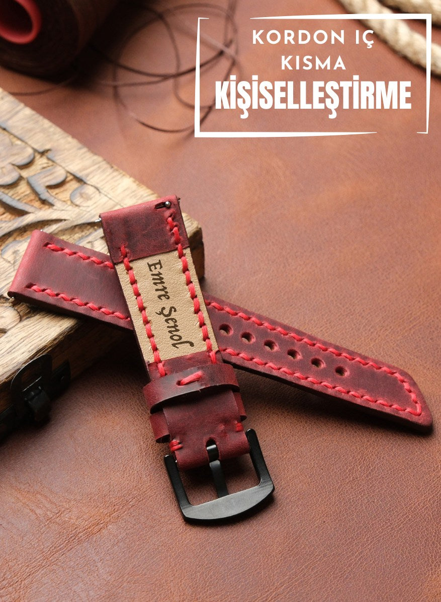 Classic Watch Berdik Leather Strap - Red