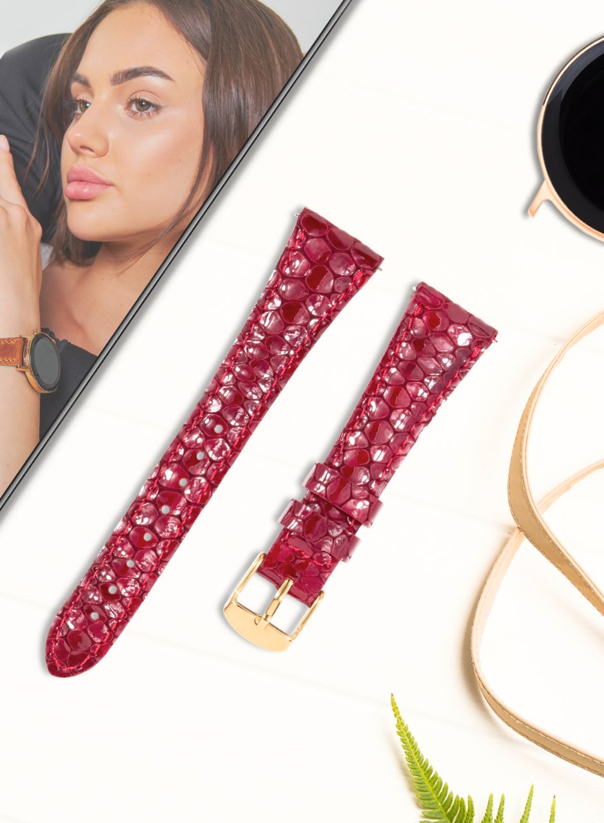 Crop Huawei Watch Women Leather Strap - Red