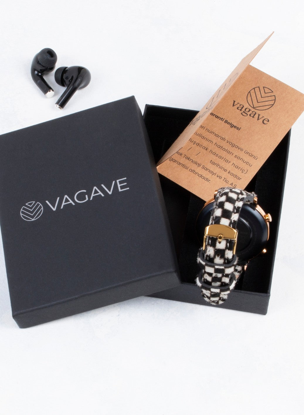 Vadiva Huawei Watch Women Leather Strap - White Checkers