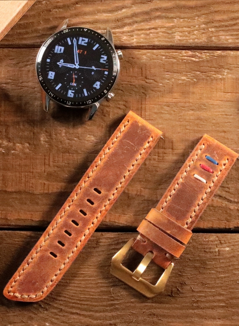 Classic Watch Three Ropes Leather Strap - Camel