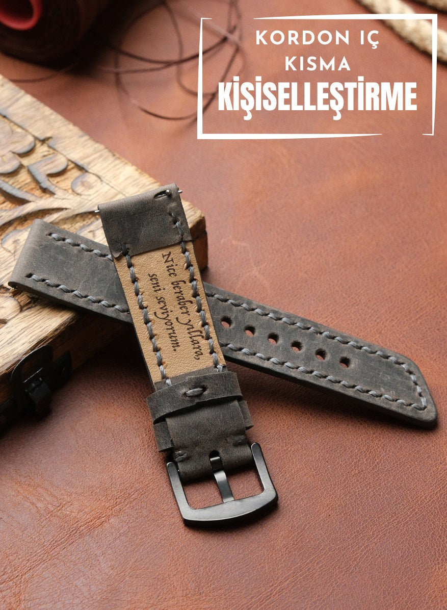 Classic Watch Berdik Leather Strap - Gray