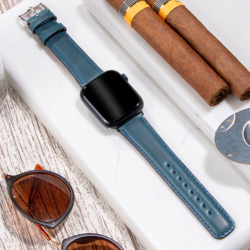 Apple Watch Deri Kordon Mavi - Fullup - vagave