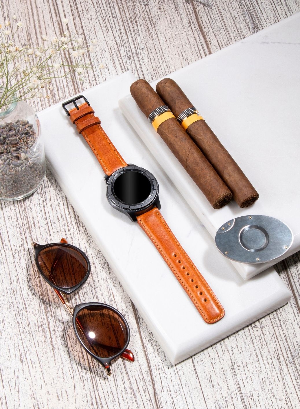 Garmin Watch Fullup Leather Strap - Tan