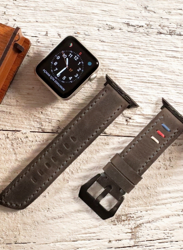 Apple Watch Three Ropes Leather Strap - Gray