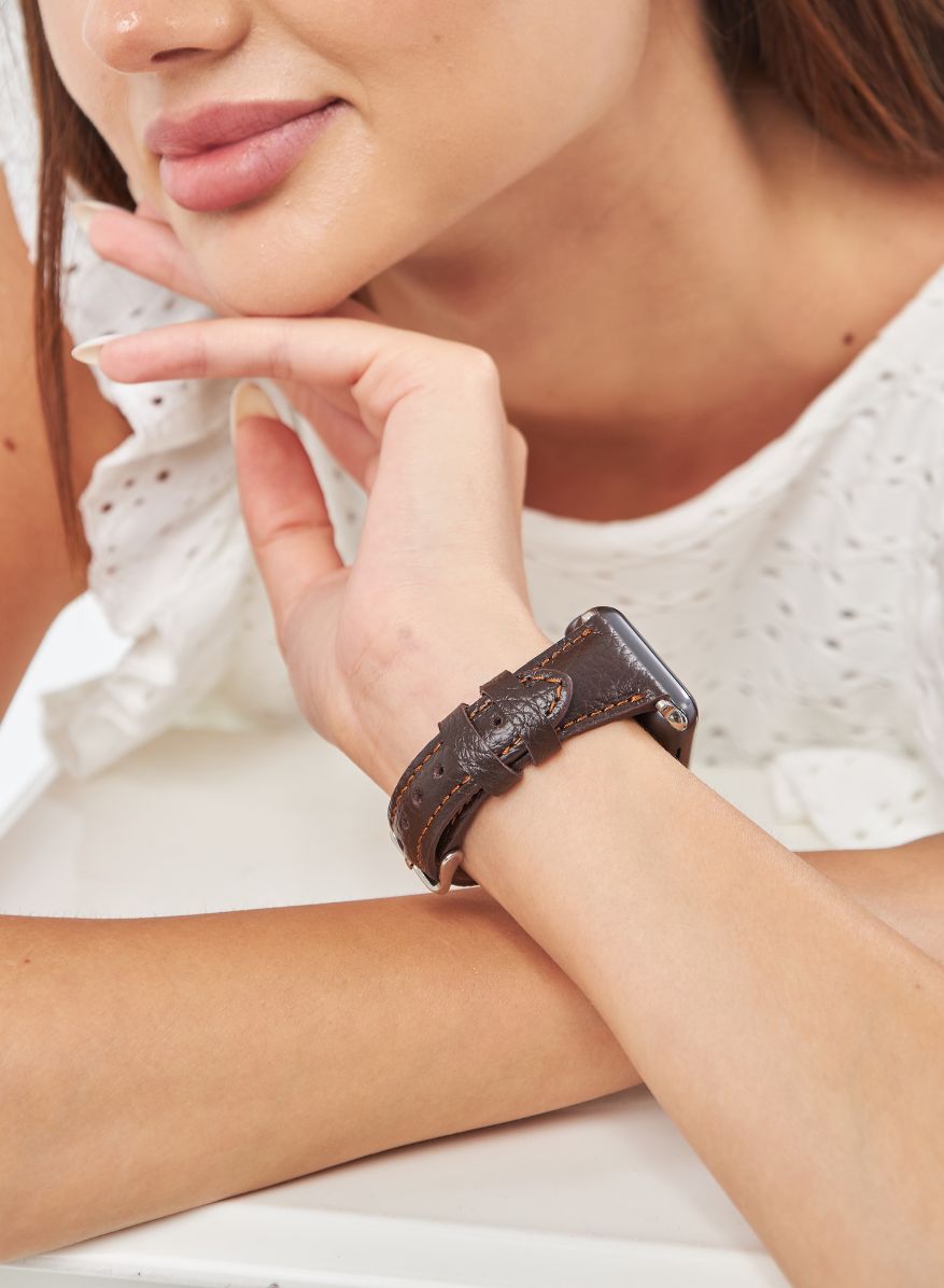 Apple Watch Pupi Leather Women Strap - Brown