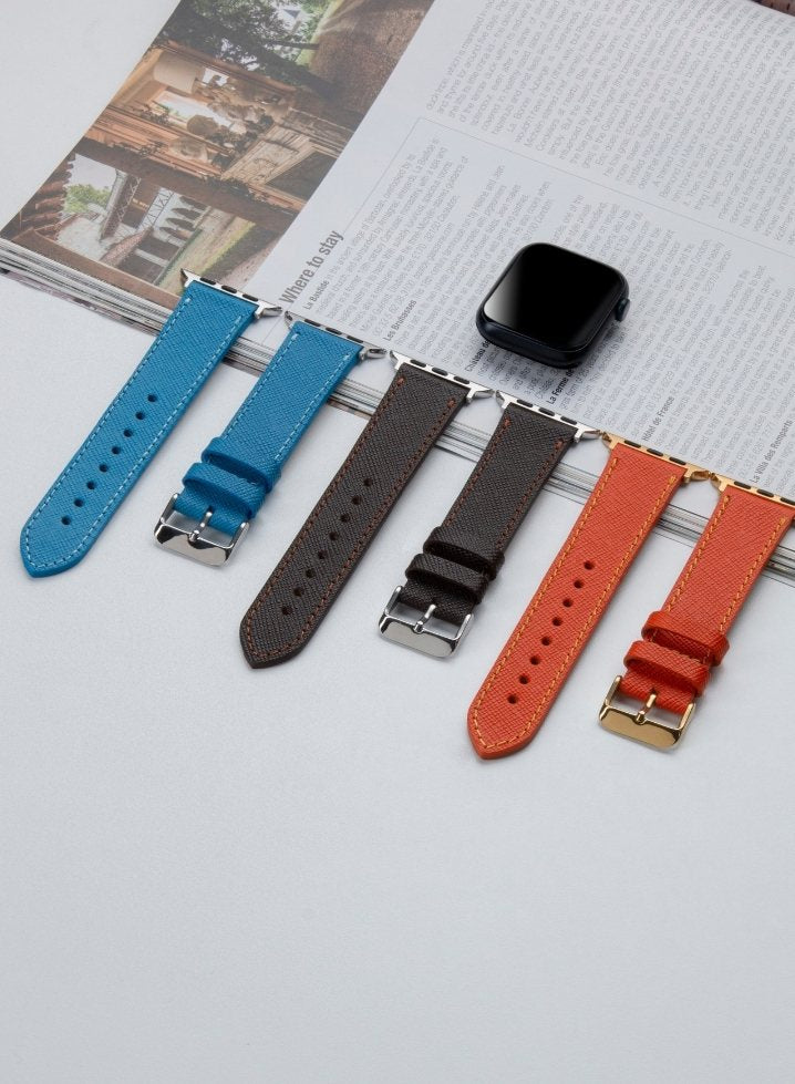 Apple Watch Saffiano Leather Strap - Orange