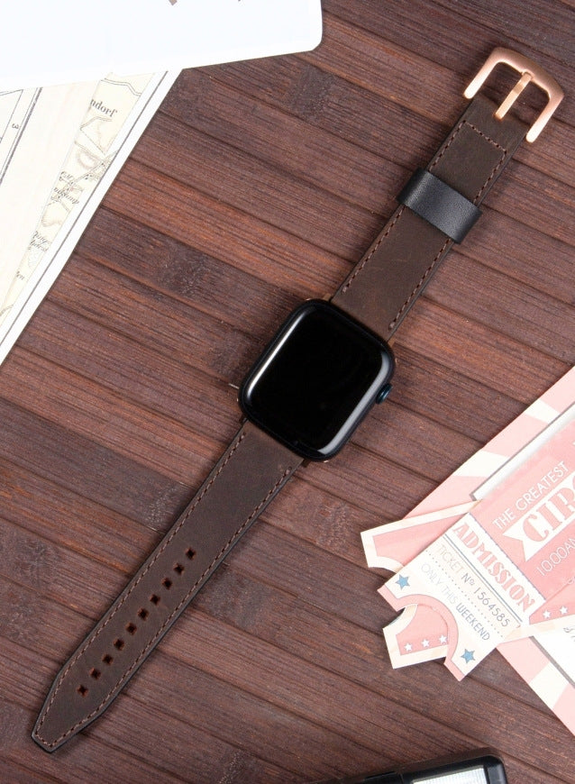 Dissam Genuine Leather Apple Watch Strap - Brown - VAGAVE