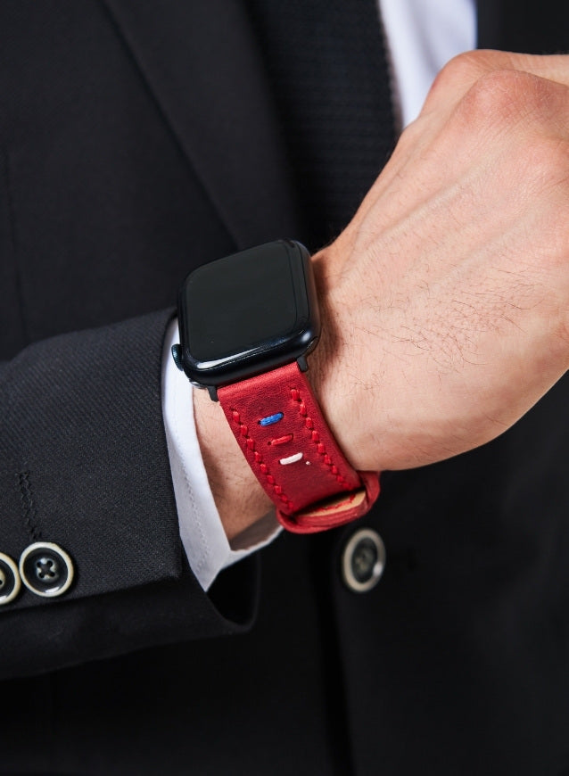 Apple Watch Three Ropes Leather Strap - Red