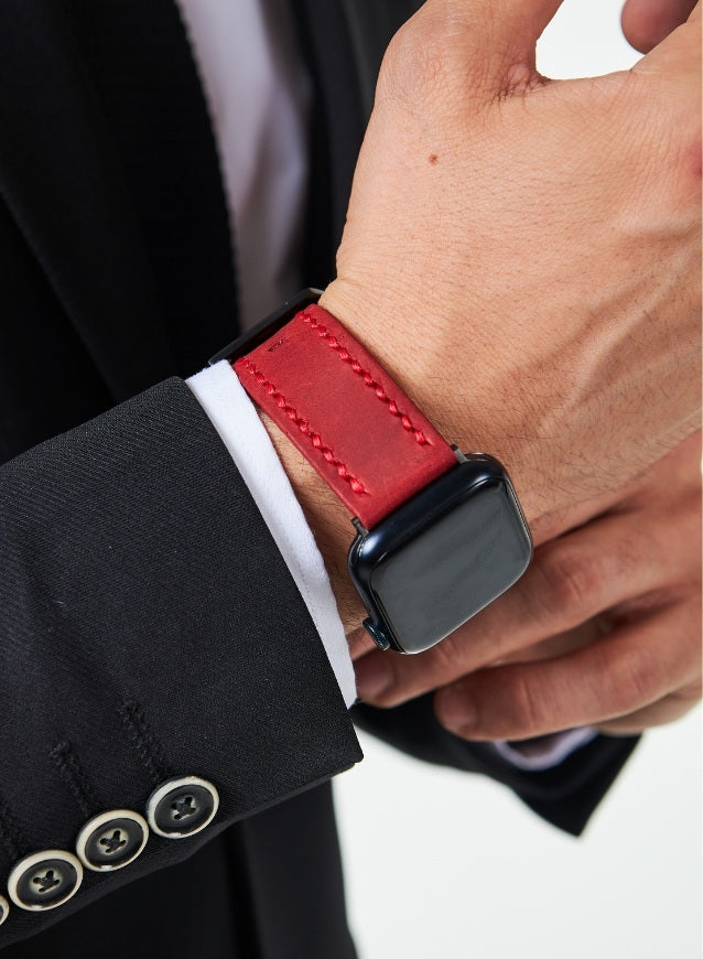 Apple Watch Three Ropes Leather Strap - Red