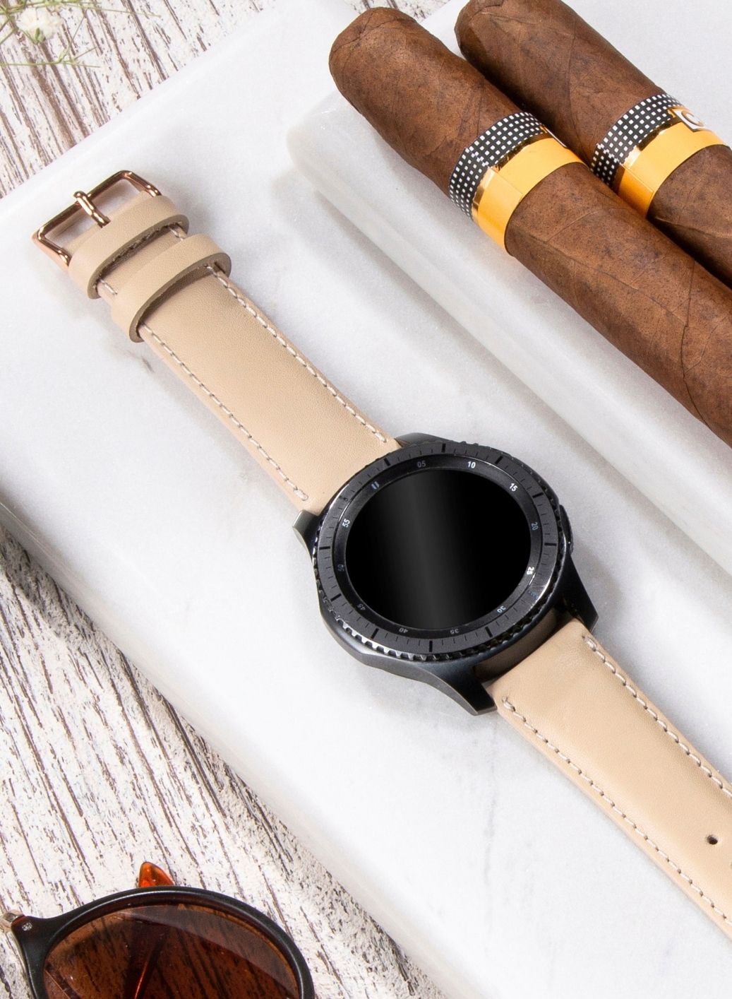 Garmin Watch Fullup Leather Strap - Beige