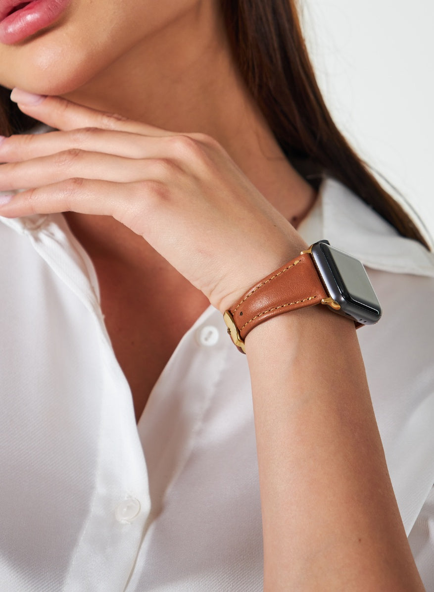 Apple Watch Kamhis Leather Women Strap - Tan