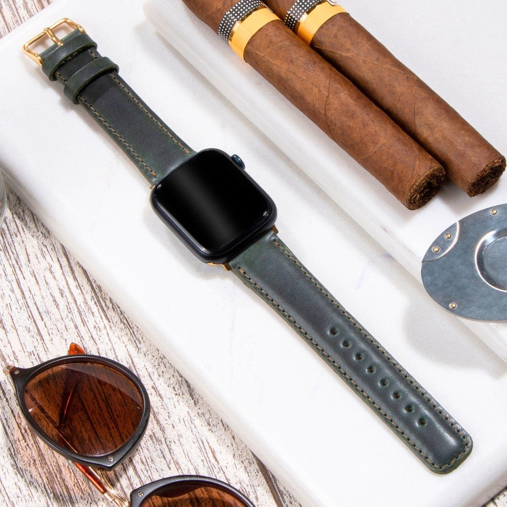 Apple Watch Deri Kordon Yeşil - Fullup - vagave