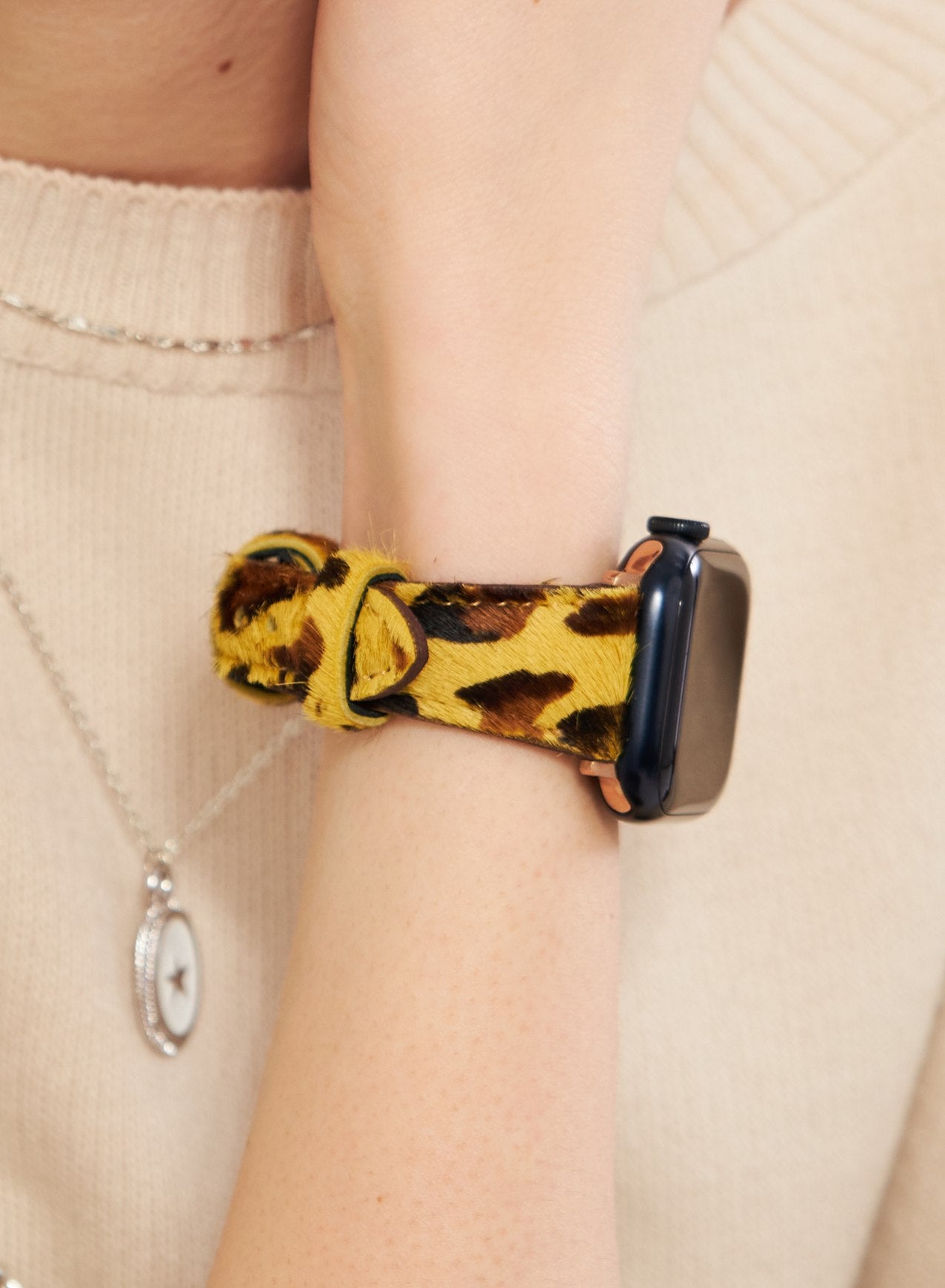 Apple Watch Vadiva Leather Women Strap - Yellow Leopard