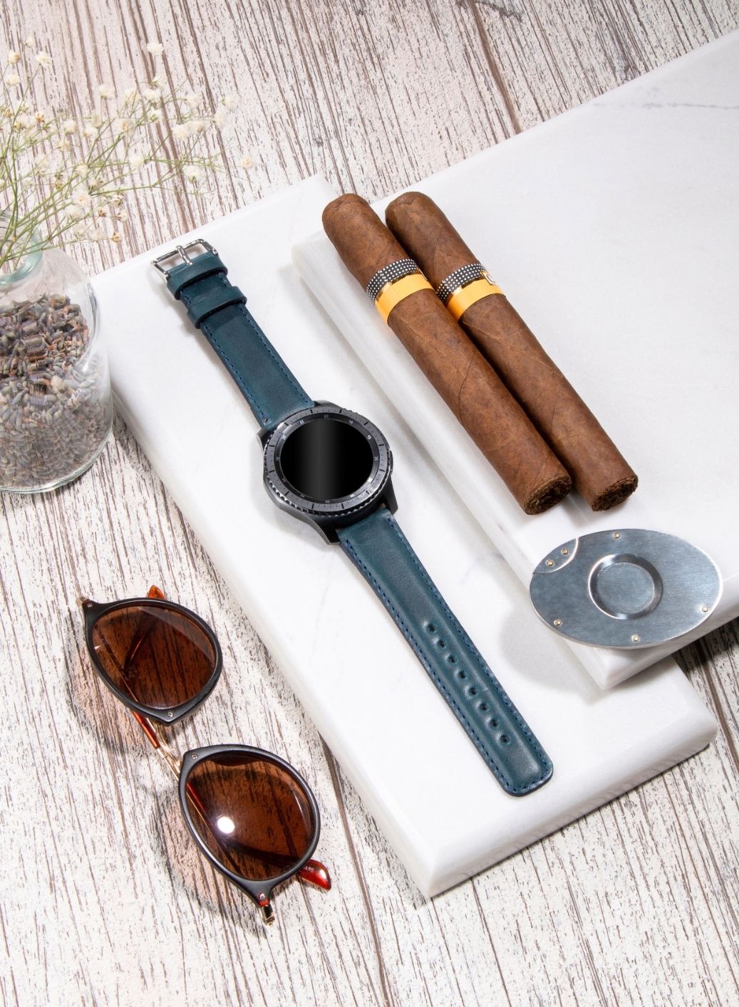 Garmin Watch Fullup Leather Strap - Blue