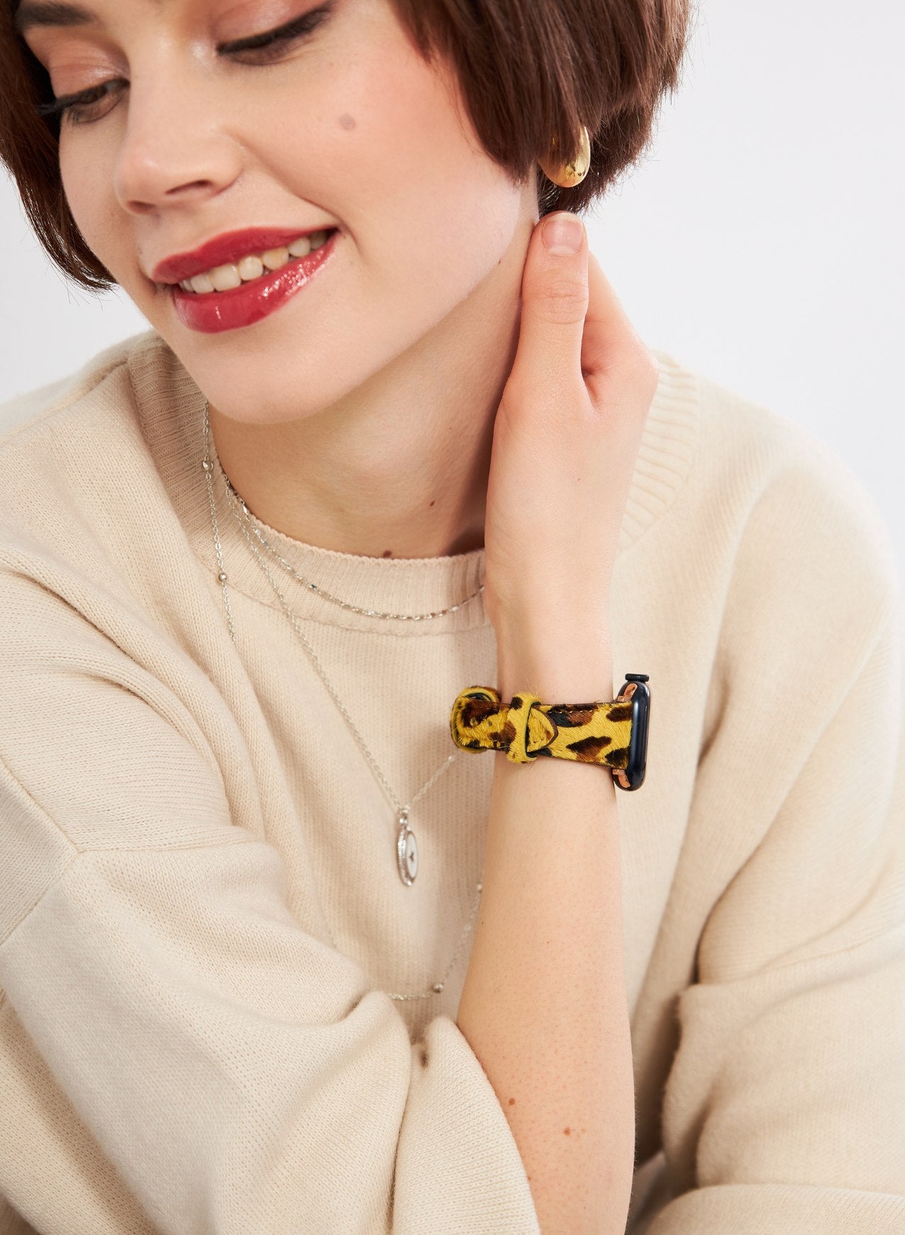 Apple Watch Vadiva Leather Women Strap - Yellow Leopard