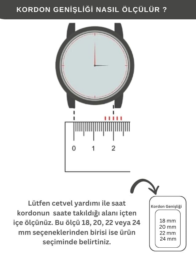 18 20 22 24 mm Deri Kordon Saat Kayışı Taba - İsnos - vagave