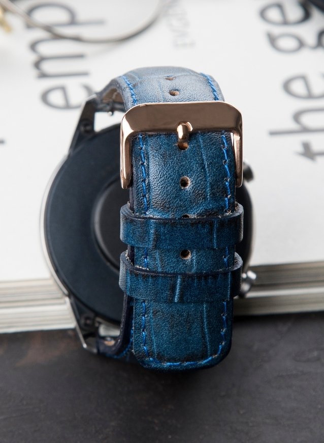 Croco Genuine Leather Huawei Watch Strap - Navy Blue - VAGAVE