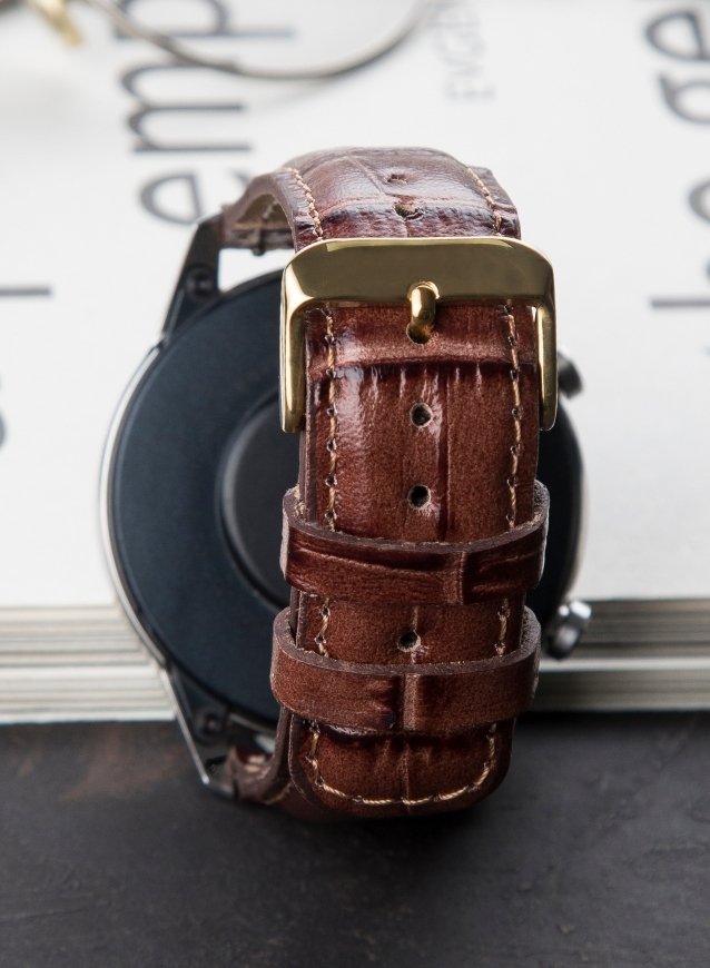 Croco Genuine Leather Samsung Watch Strap - Brown - VAGAVE