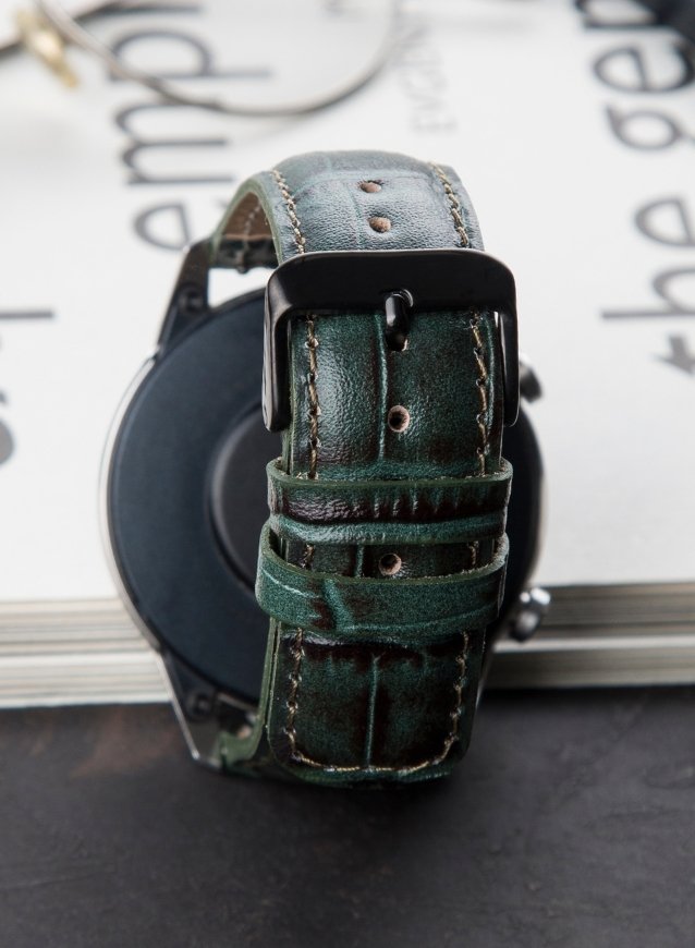 Croco Genuine Leather Samsung Watch Strap - Green - VAGAVE