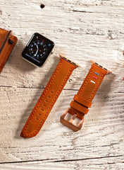 Three Ropes Genuine Leather Apple Watch Strap - Camel