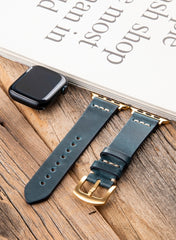 Musap Genuine Leather Apple Watch Strap - Blue - VAGAVE