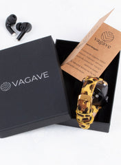 Vadiva Apple Watch Women Leather Strap - Yellow Leopard