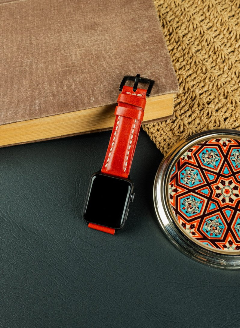 Apple Watch Zuvart Leather Strap - Red