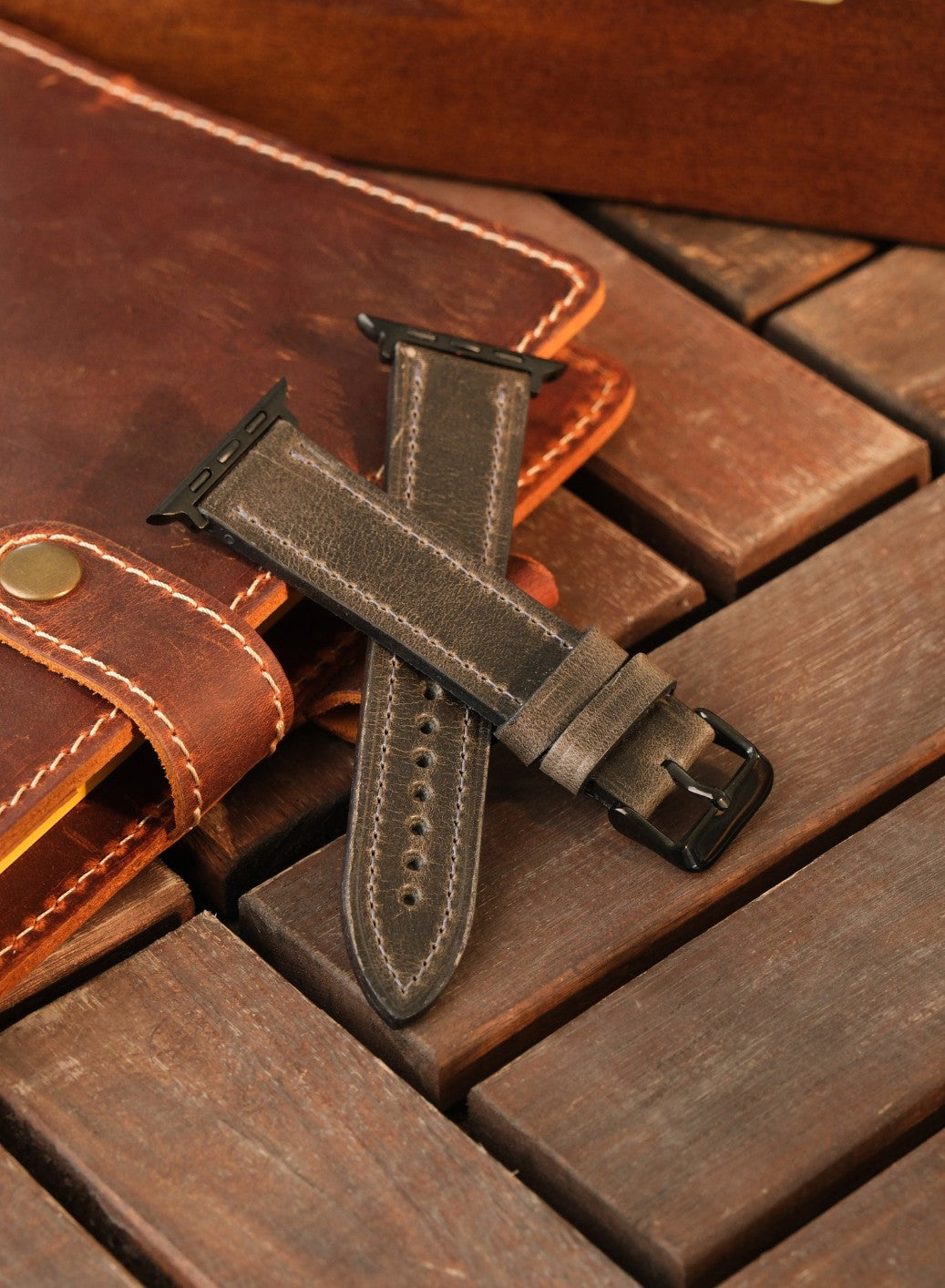 Apple Watch Buttero Leather Strap - Gray