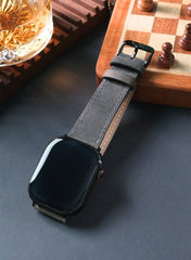 Isnos Genuine Leather Apple Watch Strap - Gray - VAGAVE