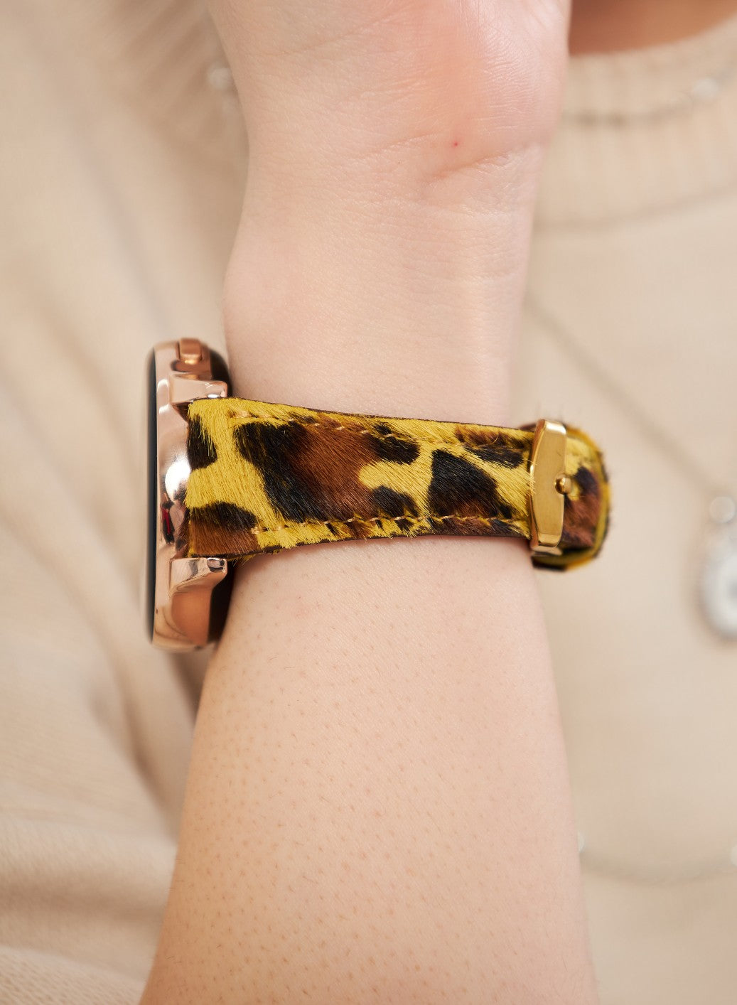 Vadiva Garmin Watch Women Leather Strap - Yellow Leopar