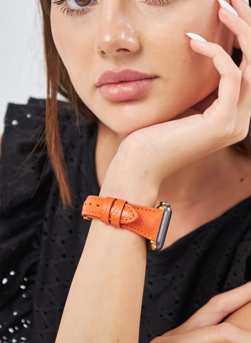 Apple Watch Pupi Leather Women Strap - Orange