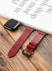 Musap Genuine Leather Apple Watch Strap - Red - VAGAVE