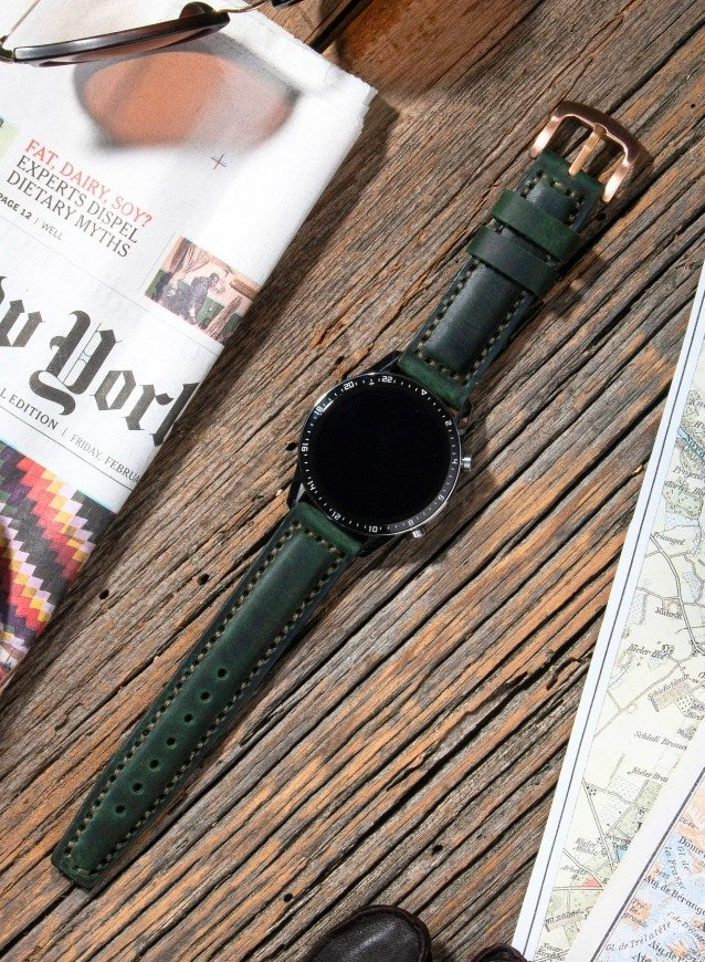 SamCrazy Genuine Leather  Samsung Watch Strap - Green - VAGAVE