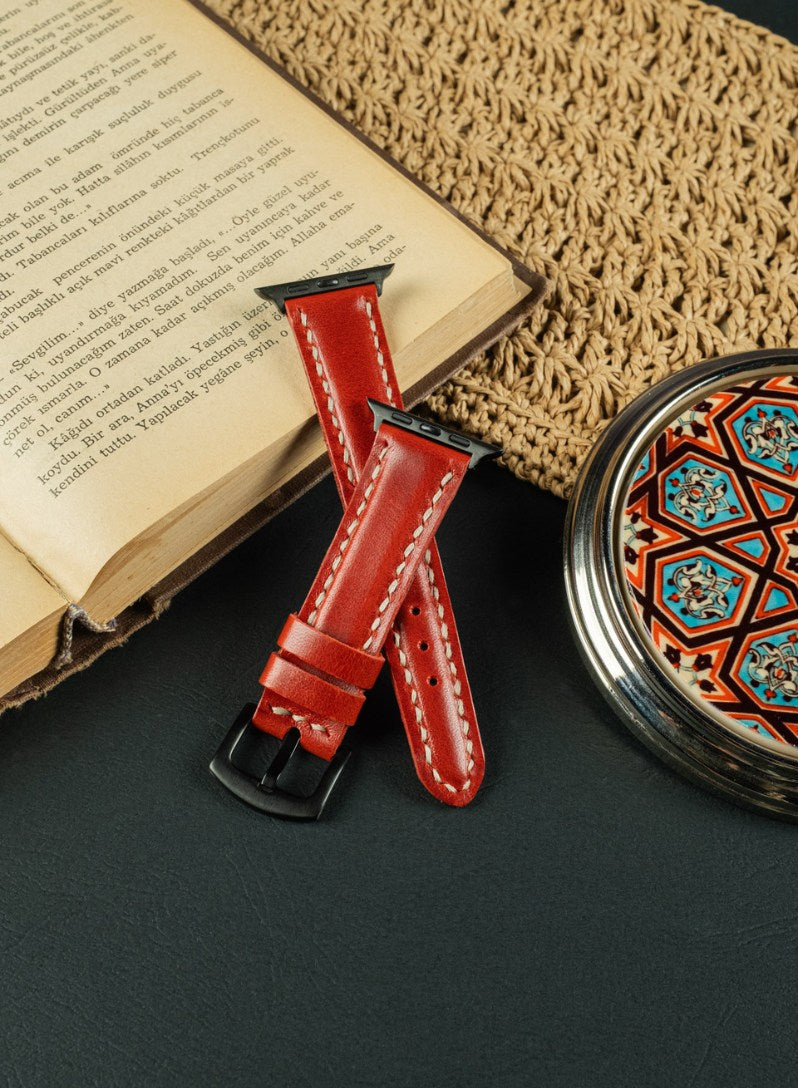 Apple Watch Zuvart Leather Strap - Red